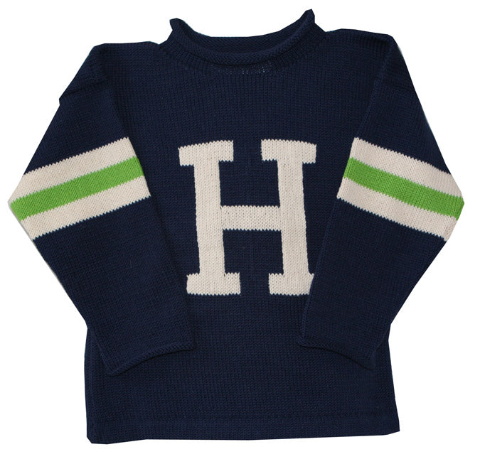 3 striped monogram name sweater