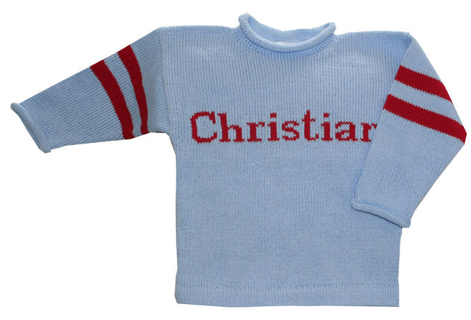 3 striped monogram name sweater