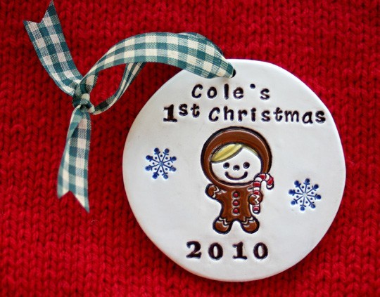 baby's first christmas gift box ornament