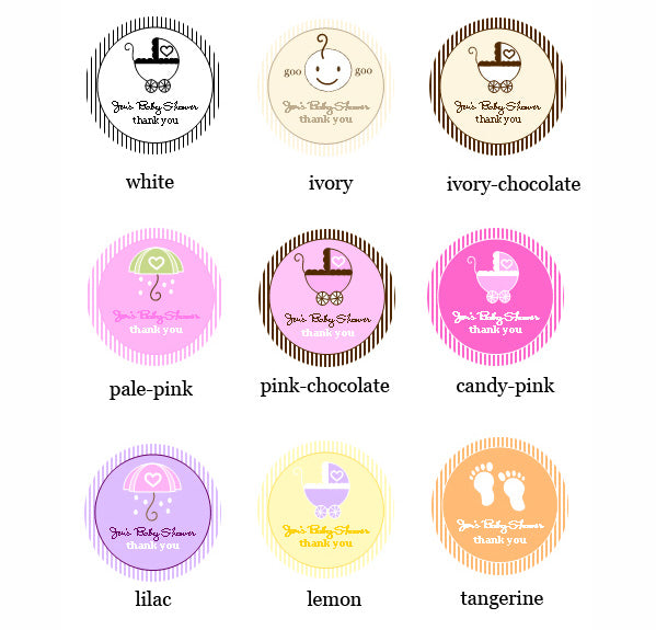 baby shower round favor labels and tags 1.4"