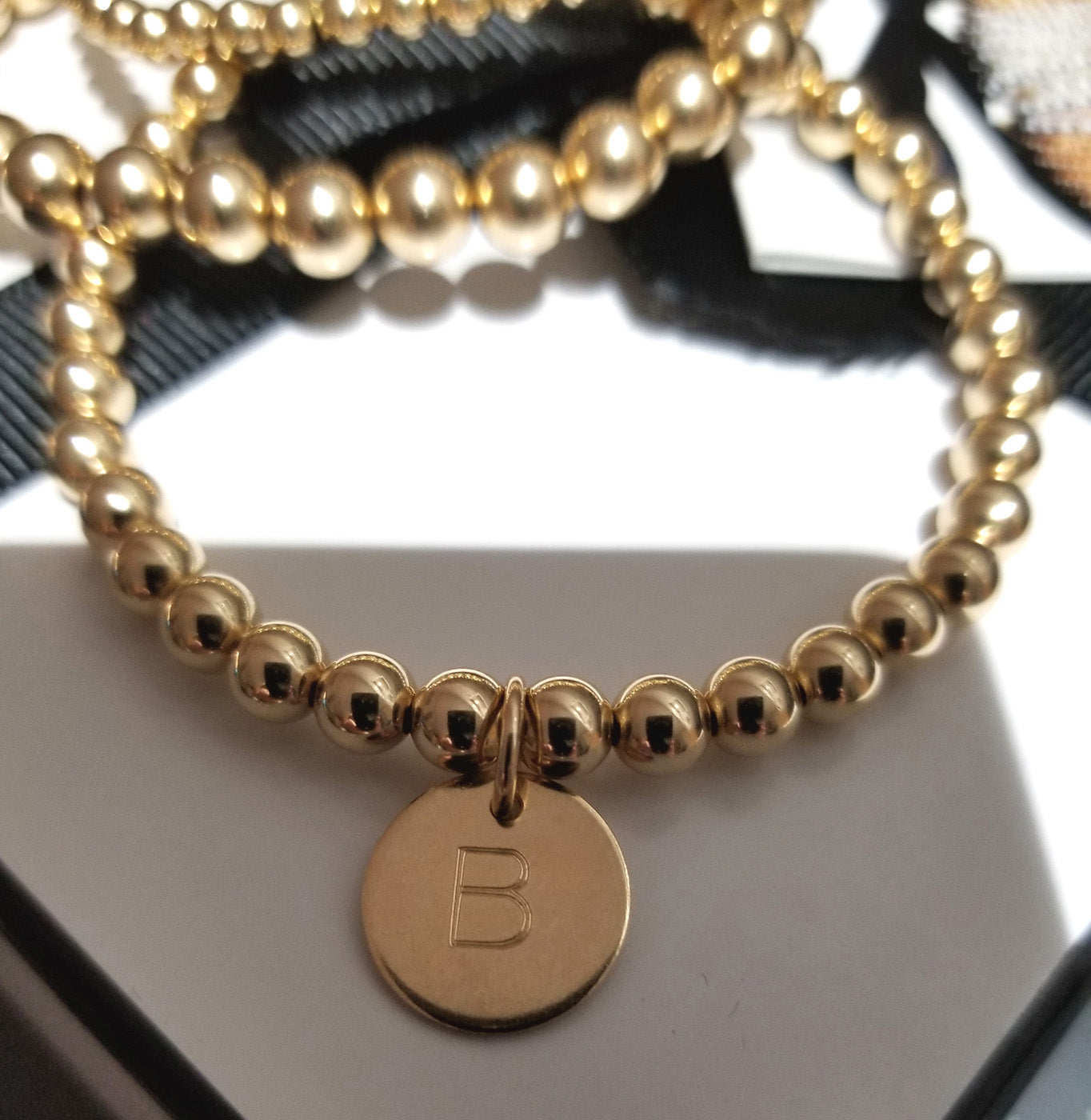 Monogrammed Initial logo beaded bracelet - 14k filled