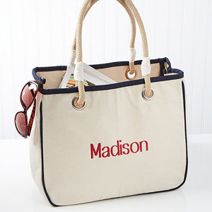 black accented rope tote