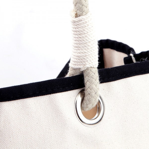 black accented rope tote