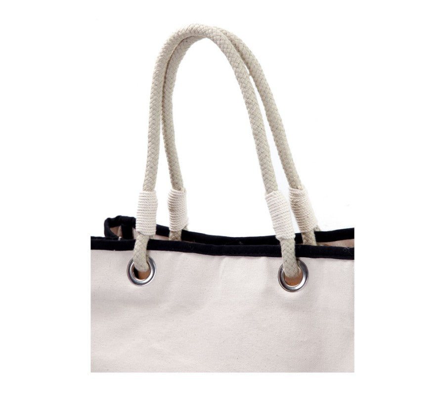 black accented rope tote