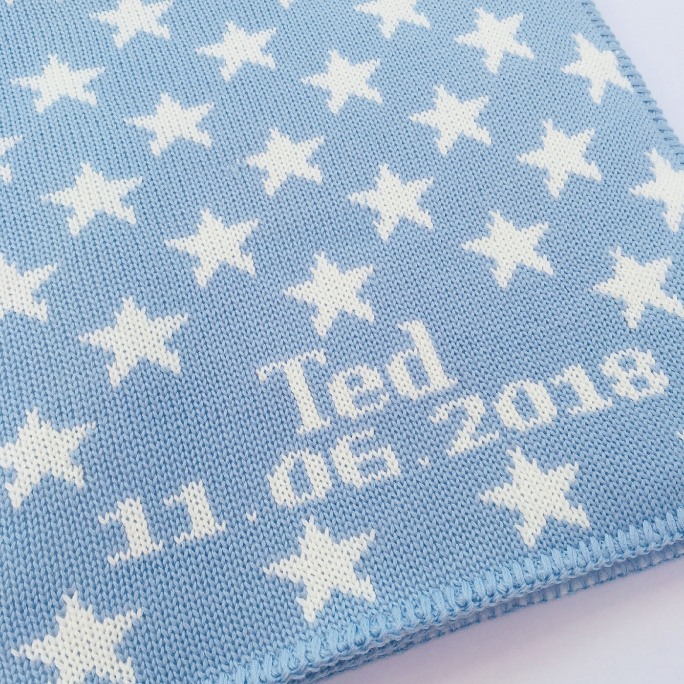 blue stars personalized baby blanket