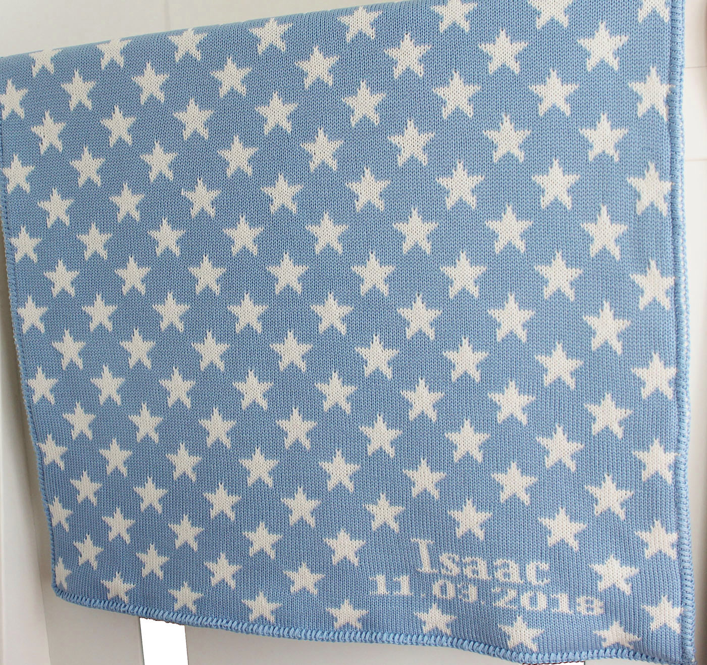 blue stars personalized baby blanket