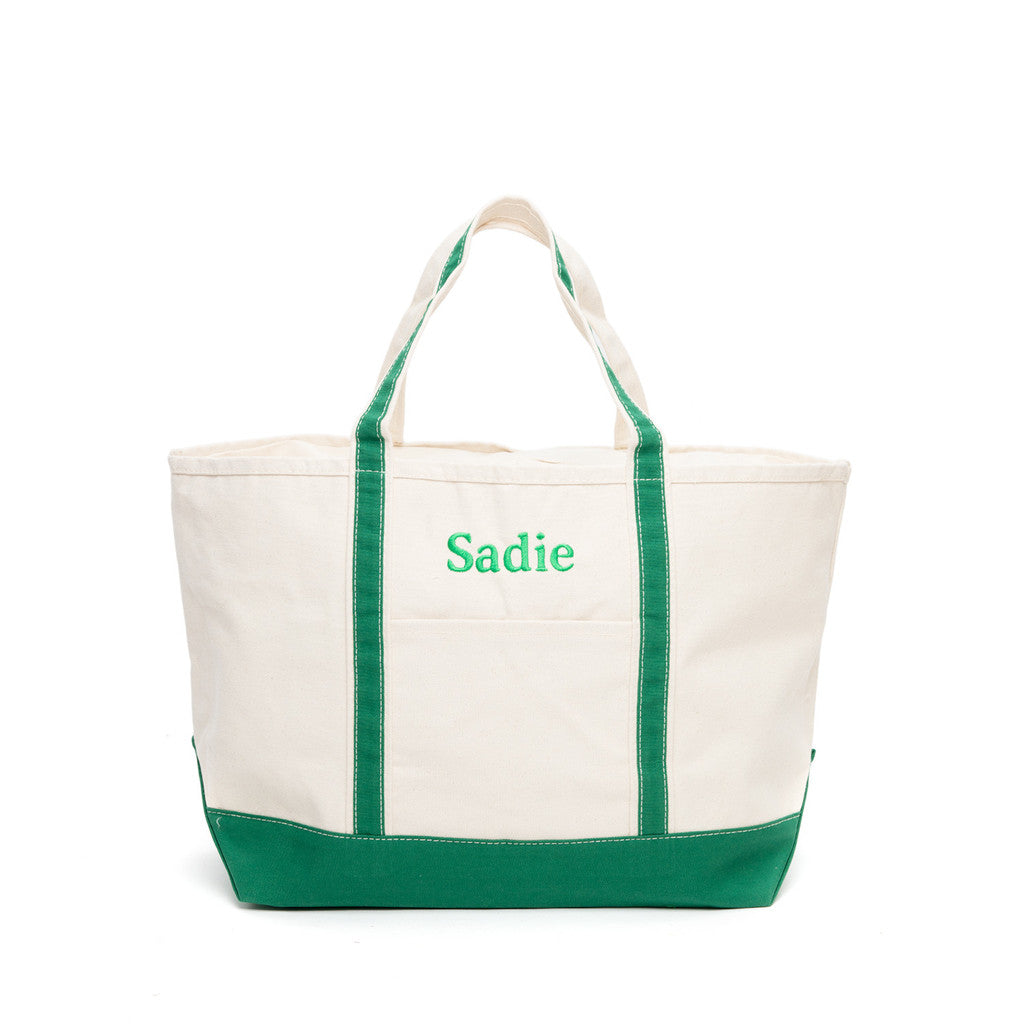boat tote - emerald green