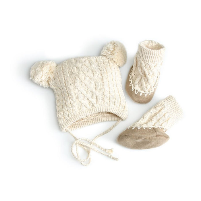 cable booties and hat set-egg by susan lazar