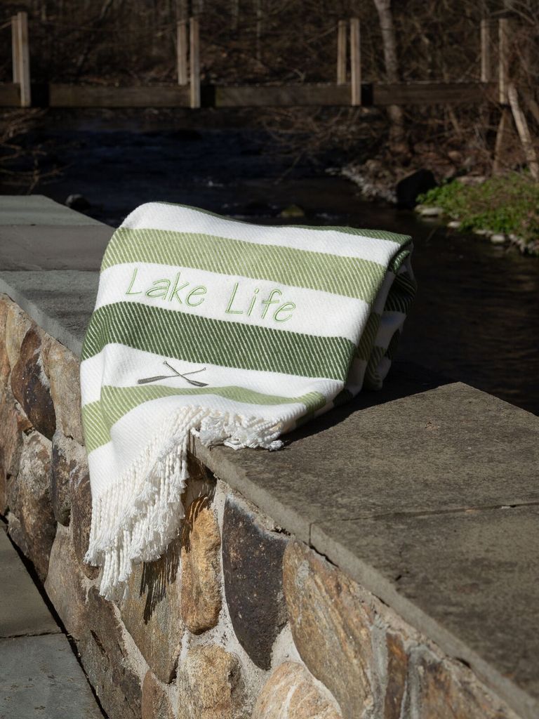 candy stripe fringed throw blanket (several colors available)