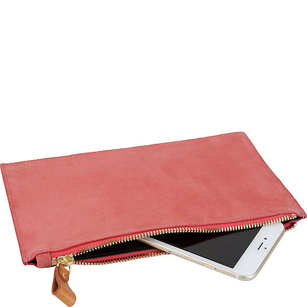 medium suede clutch