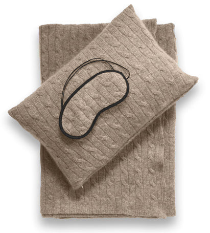 cashmere travel set - blanket, pillow, eye mask