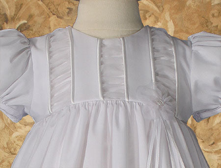 christening dress with organza ruching