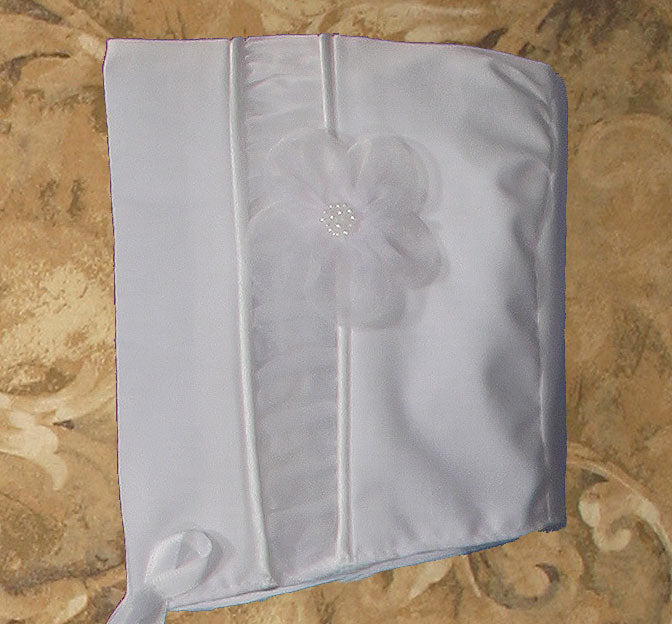 christening dress with organza ruching