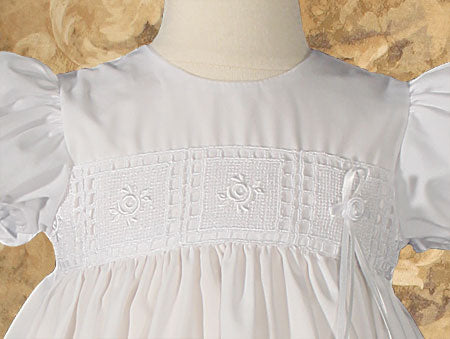 christening dress with rose lace