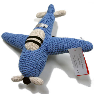 crocheted airplane - lime green