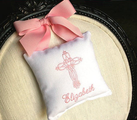 cross monogrammed doorknob pillow - unavailable