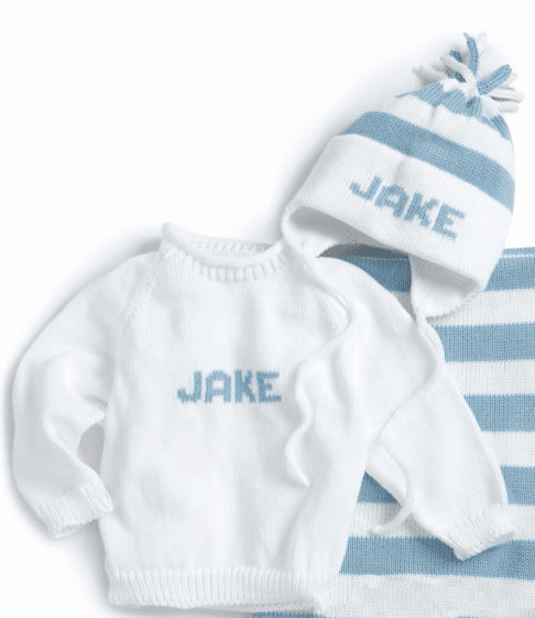 custom baby sweater and hat set
