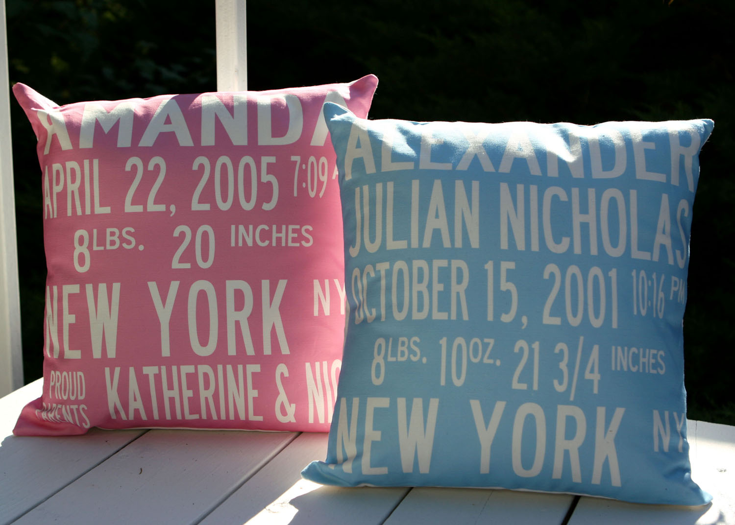 custom birth announcement pillow