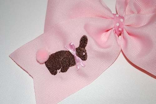 embroidered chocolate bunny bow