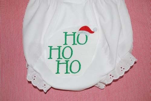 Embroidered Christmas Ho Ho Ho Bloomers Diaper Cover Panty