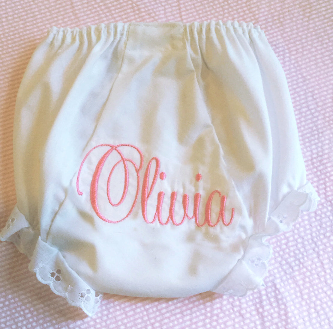 embroidered name monogrammed bloomers diaper cover panty