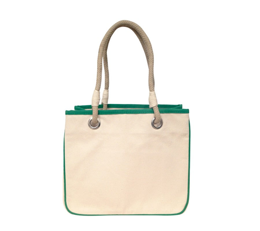 emerald accented rope tote