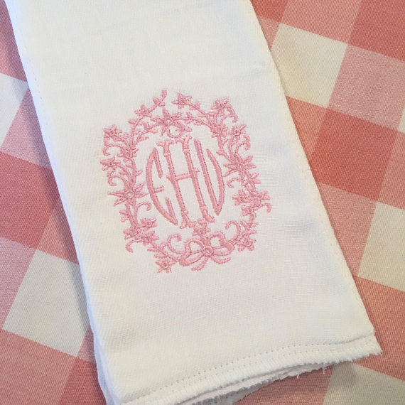 floral ivy and bow bloomer and burp set