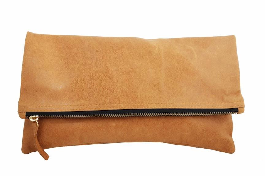 folder leather clutch with name embossing