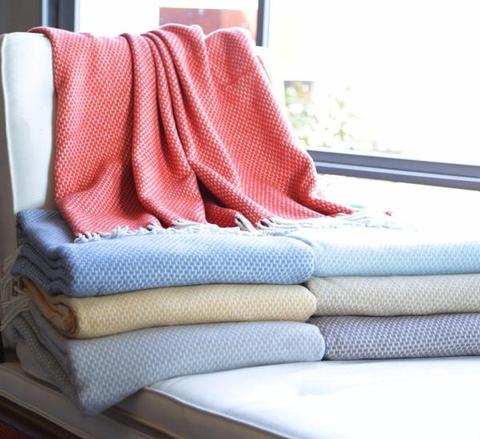 fringed throw blanket - rice pattern (several colors available)