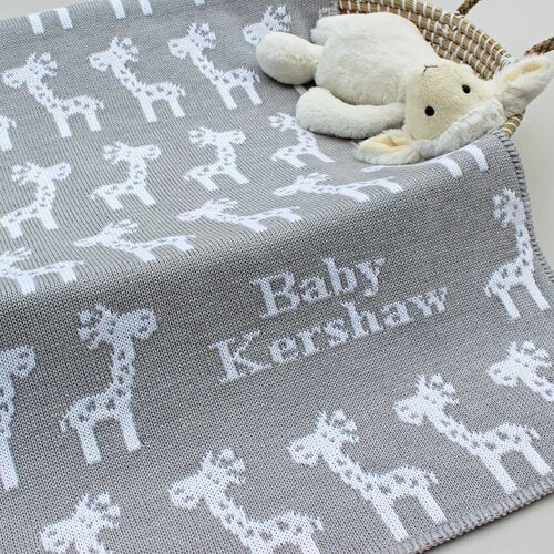 Giraffe Baby Blanket - Pale Grey