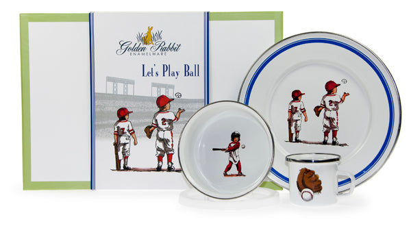 golden rabbit baseball boys dish set