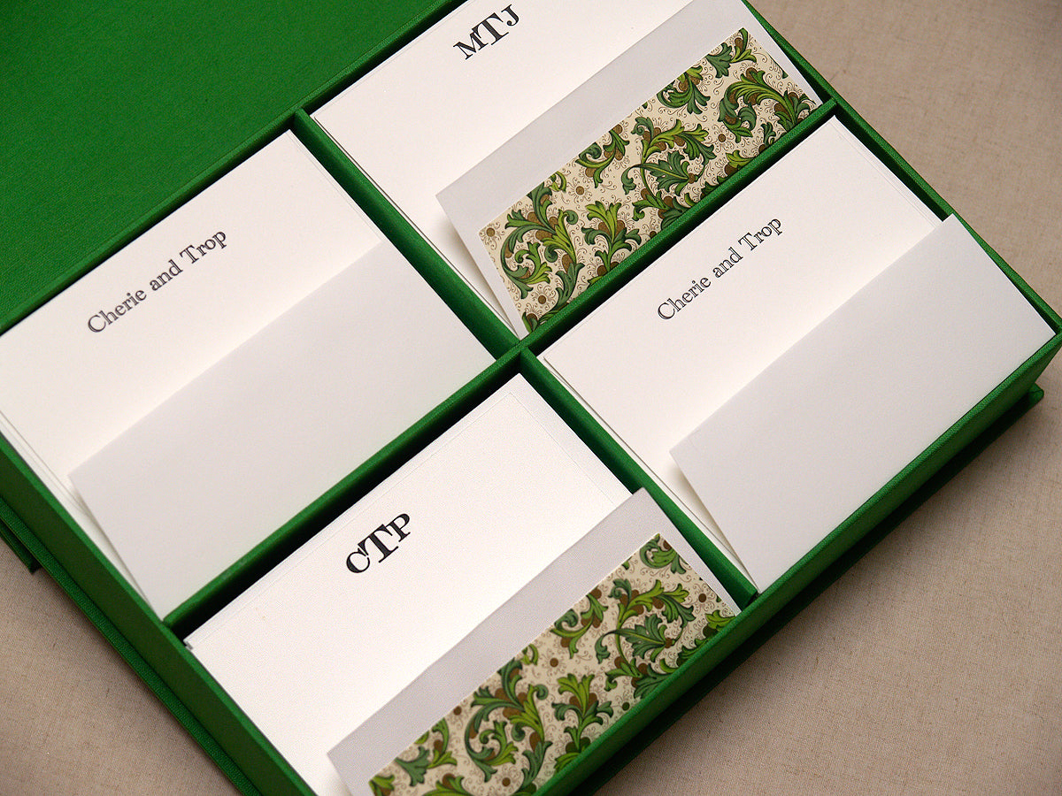 Personalized Four-Set Silk Box Stationery by Haute Papier
