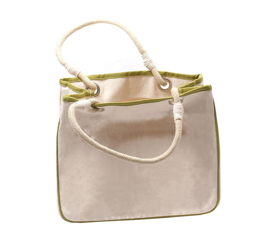 green accented rope tote