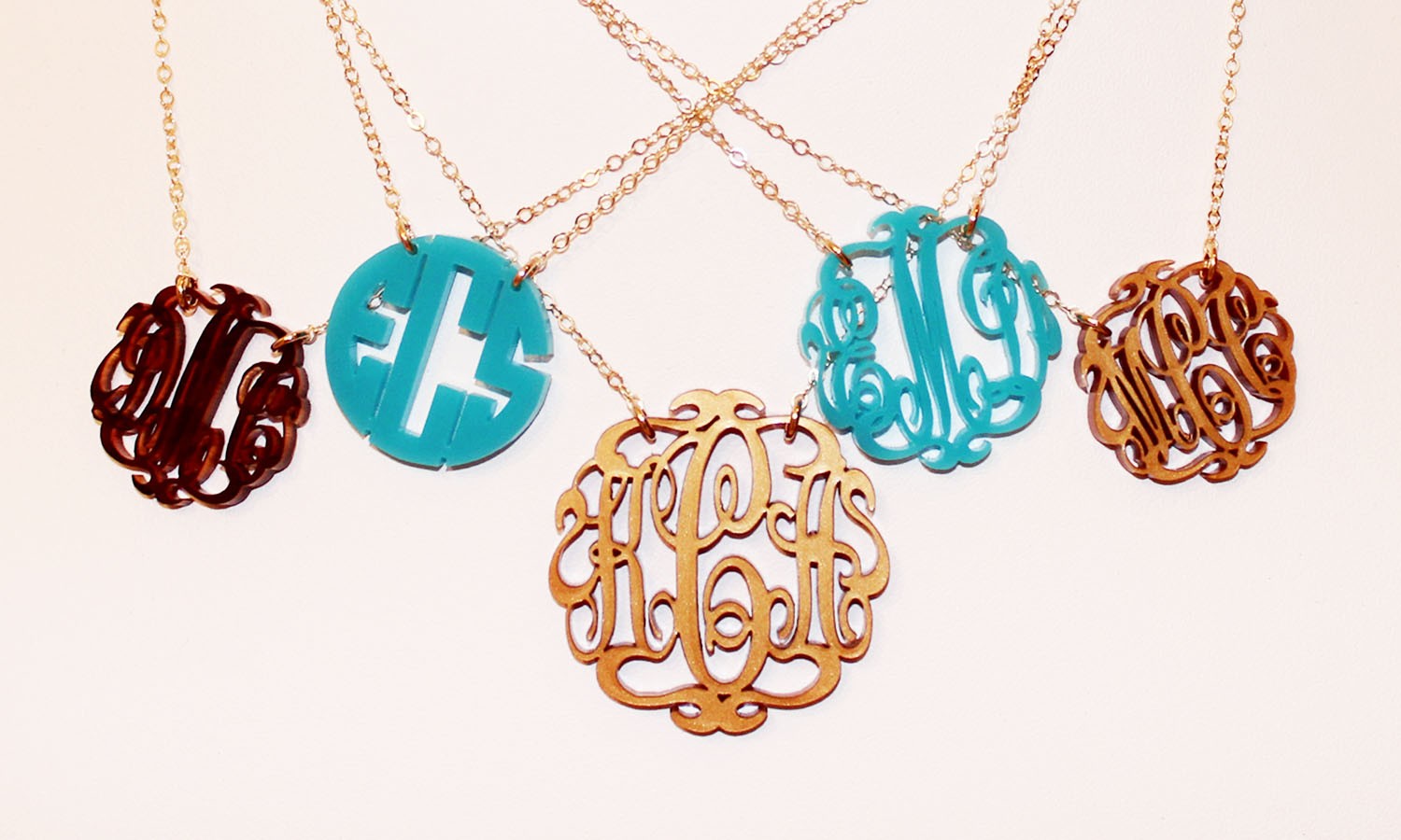 acrylic script monogram necklace by moon and lola