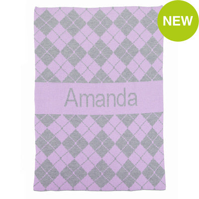 argyle and name blanket