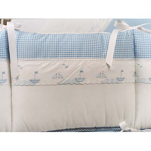 checker embroidered crib bedding by blauen