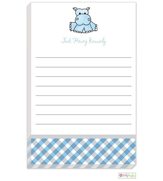 personalized - blue hippo notepad