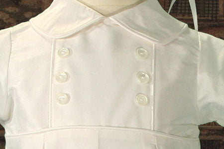 boys silk christening romper with buttons