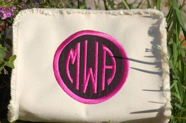 canvas make up bag with applique