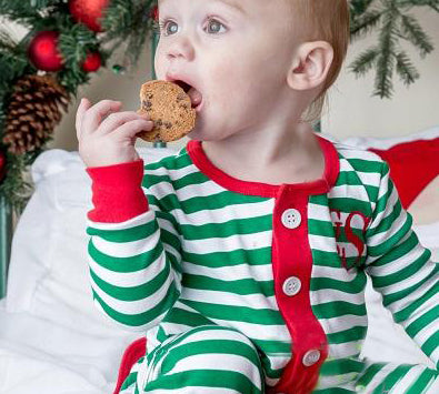 christmas pajamas - candy cane green stripe