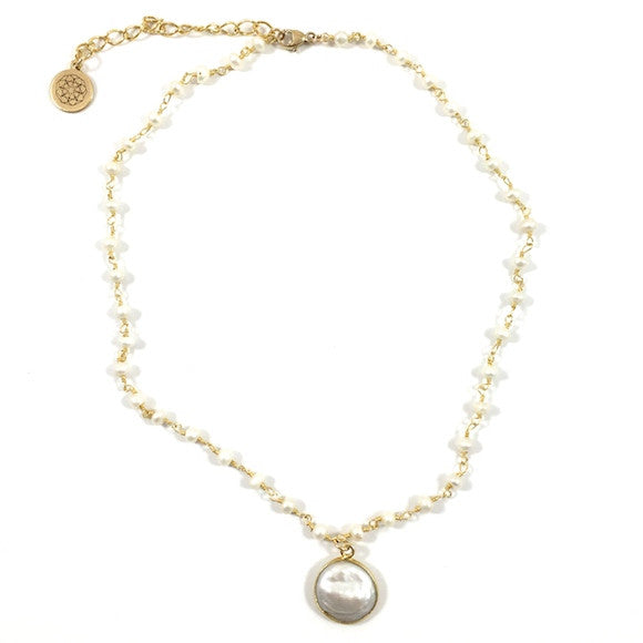 Coin Pearl Heather Choker Necklace