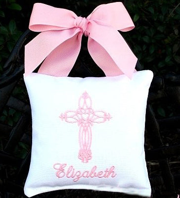 cross monogrammed doorknob pillow - unavailable