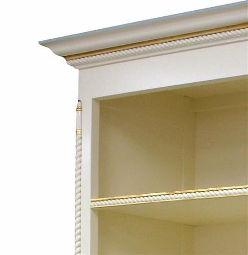 evan bookcase - linen/blue & gold star moulding