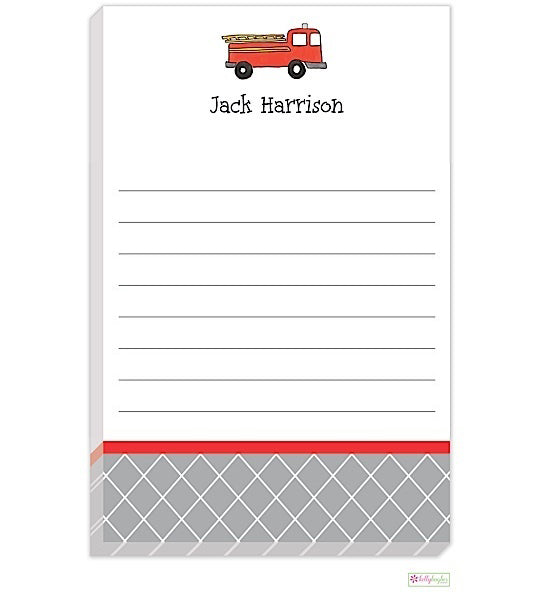 personalized - firetruck notepad
