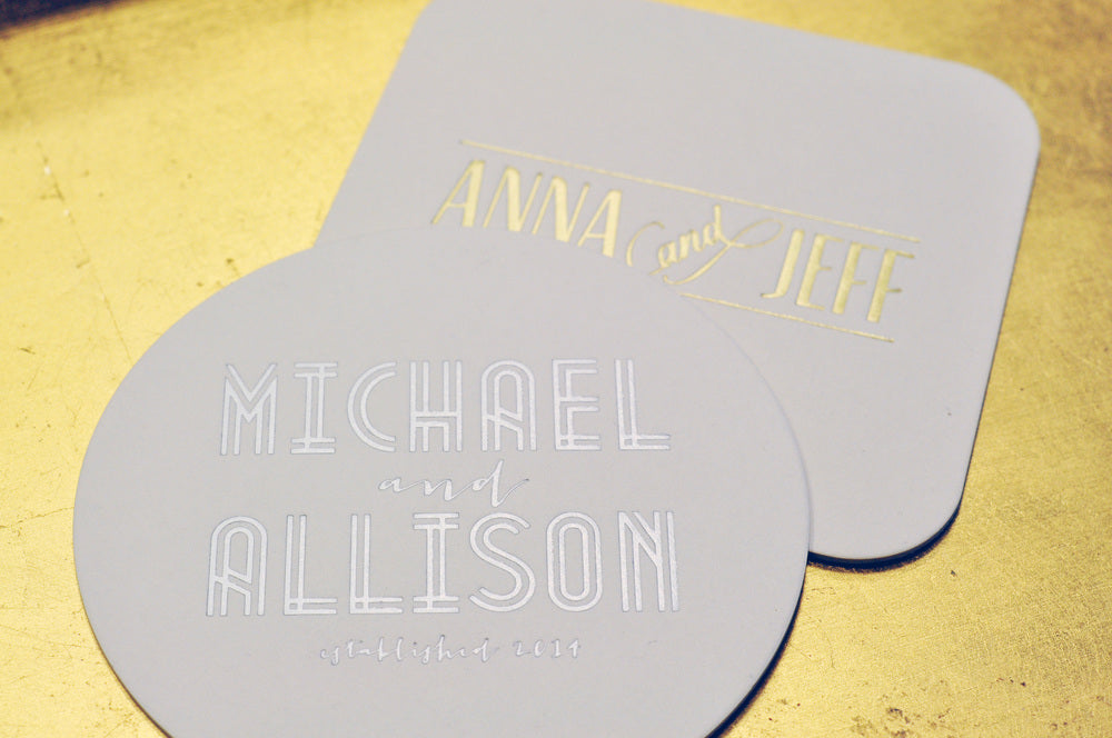 foil stamped coasters
