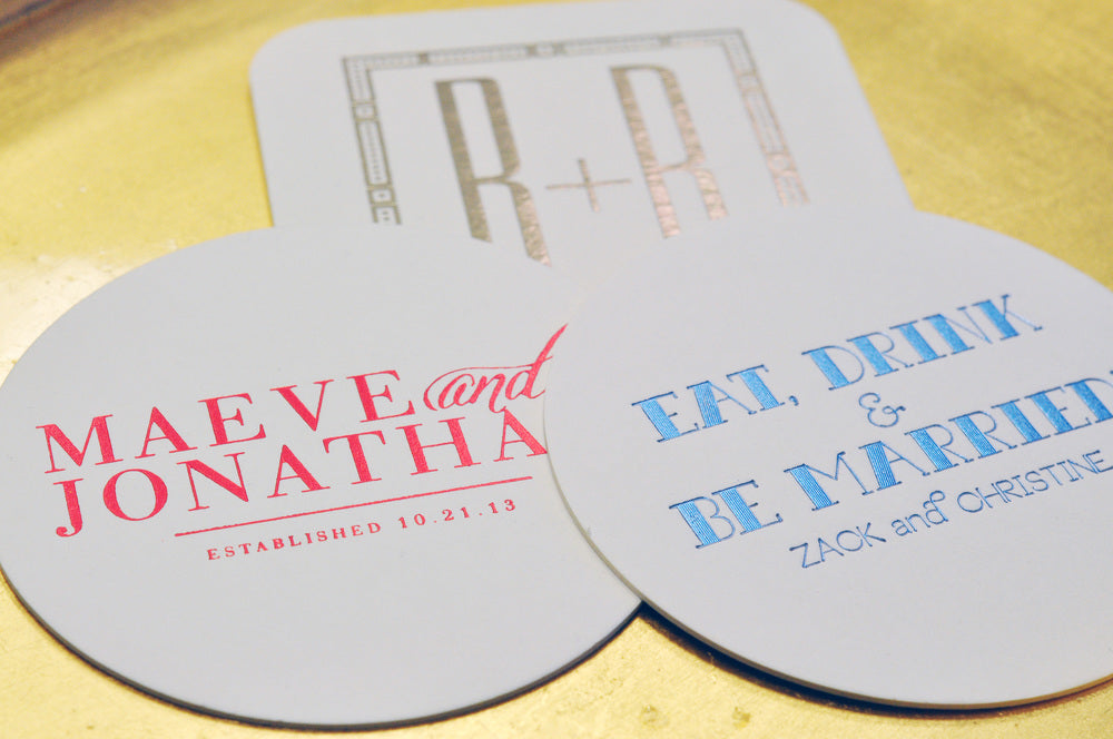foil stamped coasters