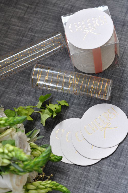 Gold Foil Stamped Bow Coasters