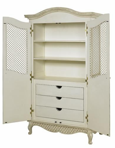 grand armoire wire mesh doors (versailles linen)