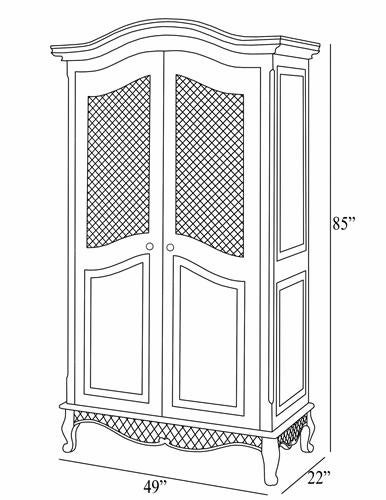 grand armoire wire mesh doors (versailles linen)