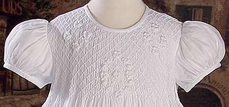 hand smocked cotton christening gown